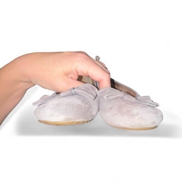 UGG Grey Rohan Suede Leather Bow Flats Shoes Size 8.5 - Picture 3 of 7